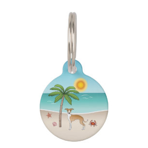 Fawn And White Iggy Dog At A Tropical Summer Beach Pet Tag