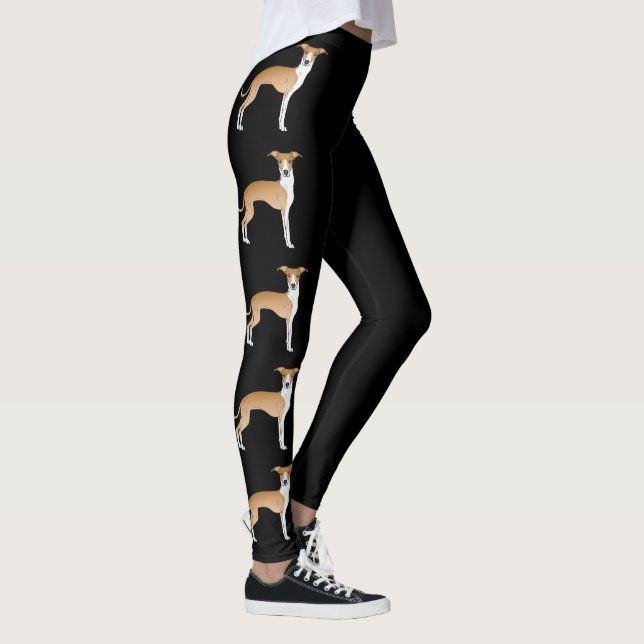 Fawn And White Italian Greyhound Cartoon Dogs Leggings (Right)