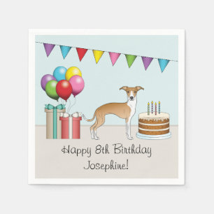 Fawn And White Italian Greyhound Colourful Birthda Napkin