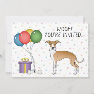 Fawn And White Italian Greyhound Cute Dog Birthday Invitation