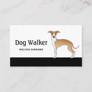 Fawn And White Italian Greyhound - Dog Walker Business Card