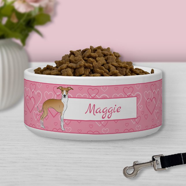 Fawn And White Italian Greyhound On Pink Hearts (Creator Uploaded)