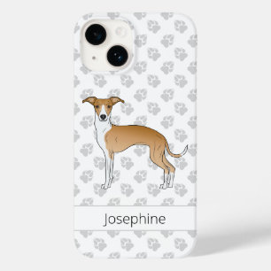 Fawn And White Italian Greyhound With Custom Name Case-Mate iPhone 14 Case