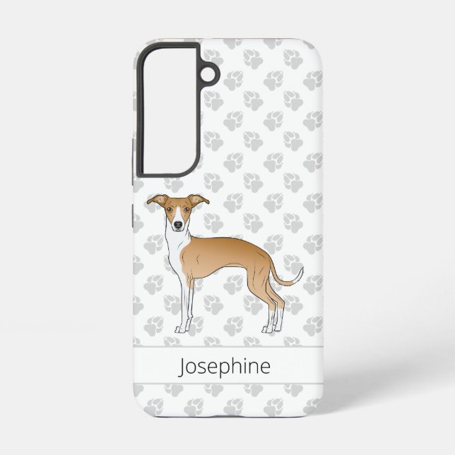 Fawn And White Italian Greyhound With Custom Name Samsung Galaxy S22 Case (Back)
