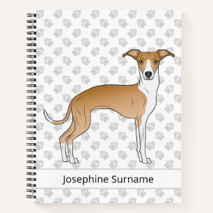 Fawn And White Italian Greyhound With Custom Text Notebook