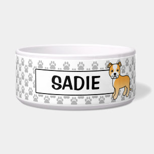 Fawn And White Staffie With Custom Name