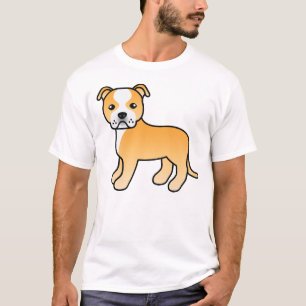 Fawn And White Staffordshire Bull Terrier Dog T-Shirt