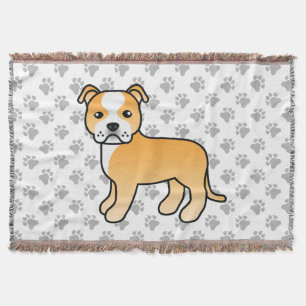 Fawn And White Staffordshire Bull Terrier Dog Throw Blanket