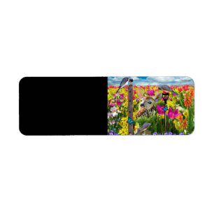 Fawn Birds Field of Flowers Return Address Label