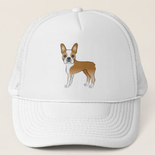 Fawn Boston Terrier Cute Cartoon Dog Artwork Trucker Hat