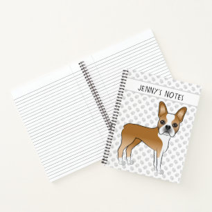 Fawn Boston Terrier Cute Cartoon Dog & Custom Text Notebook
