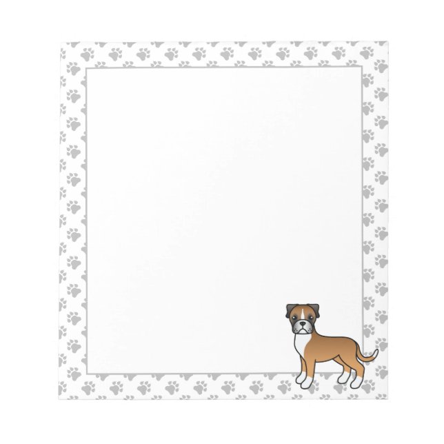 Fawn Boxer Cute Cartoon Dog Notepad (Front)
