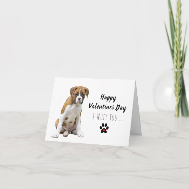 Fawn Boxer Dog Valentine Card (Front)