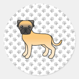 Fawn Bullmastiff Cute Cartoon Dog Classic Round Sticker