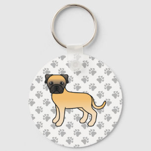 Fawn Bullmastiff Cute Cartoon Dog Key Ring