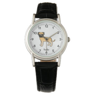 Fawn Bullmastiff Cute Cartoon Dog & Name Watch