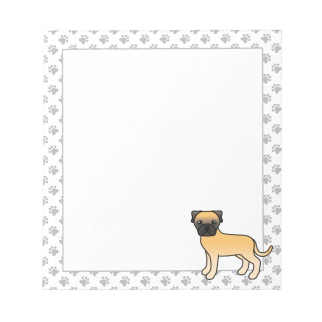 Fawn Bullmastiff Cute Cartoon Dog Notepad (Front)