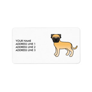 Fawn Bullmastiff Cute Cartoon Dog & Text Label