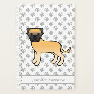 Fawn Bullmastiff Cute Cartoon Dog & Text Planner