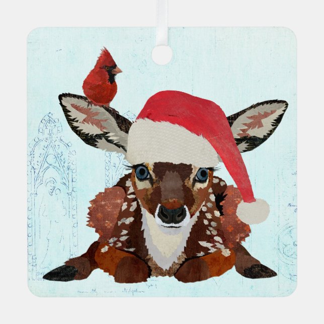 FAWN & CARDINAL CHRISTMAS METAL TREE DECORATION (Front)
