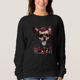 Fawn Chihuahua Pink Roses Premium Sweatshirt
