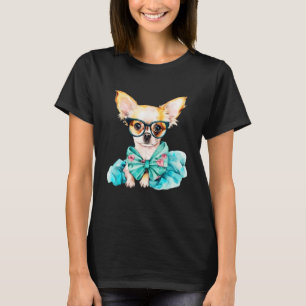 Fawn Chihuahua Puppy Wearing Glasses Portrait 1 T-Shirt