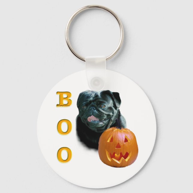 Fawn Coated Pug Boo Key Ring (Front)