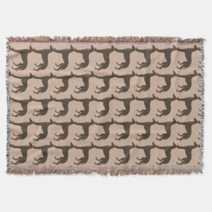 Fawn Colour Greyhound Dog Silhouette Pattern Throw Blanket