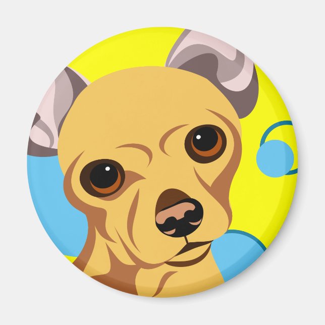 Fawn Colour Smooth Coat Chihuahua Dog Magnet (Front)