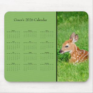 Fawn - Customizable full year 2026 calendar Mouse Pad