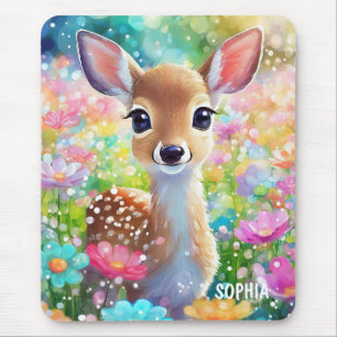 Fawn Cute Animal Personalised Girls Name Mouse Pad