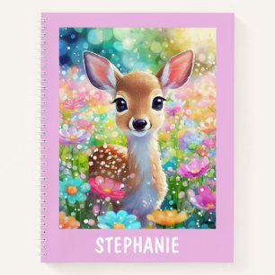 Fawn Cute Animal Personalised Girly Name Notebook