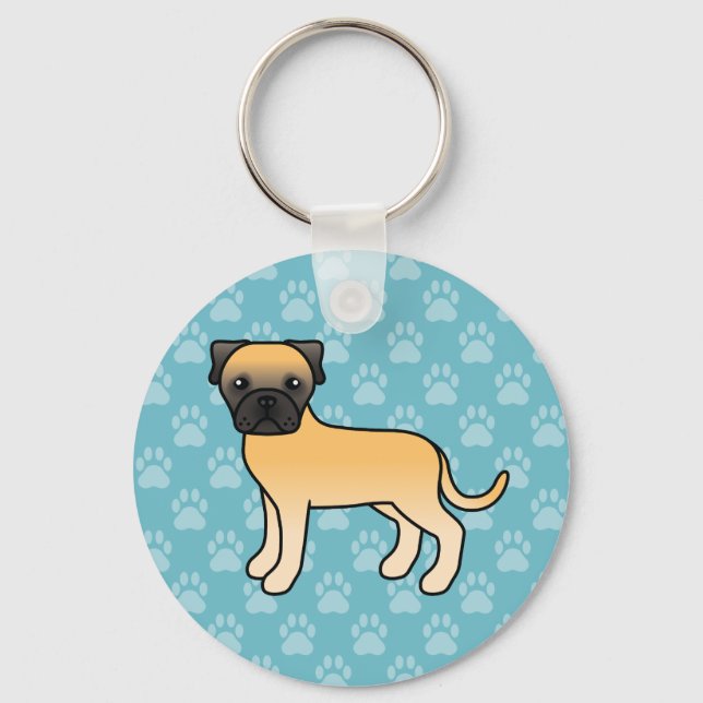 Fawn Cute Bullmastiff Dog Key Ring (Front)