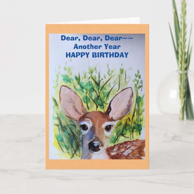 Fawn Deer Happy Birthday Blank Greeting Cards (Front)
