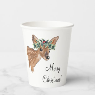 Fawn Deer Personalised Paper Christmas Paper Cups