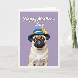Fawn Dog Mothers Day Floral Hat Card
