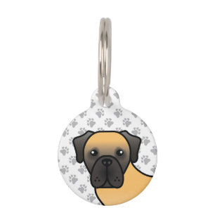 Fawn English Mastiff Cute Cartoon Dog & Pet's Info Pet Tag