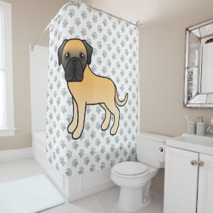 Fawn English Mastiff Cute Cartoon Dog Shower Curtain