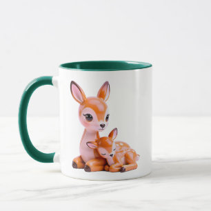 Fawn Figurine Cute Glossy Deer Warm Orange Woodlan Mug