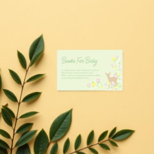 Fawn Floral Girl Baby Shower Books For Baby Enclosure Card