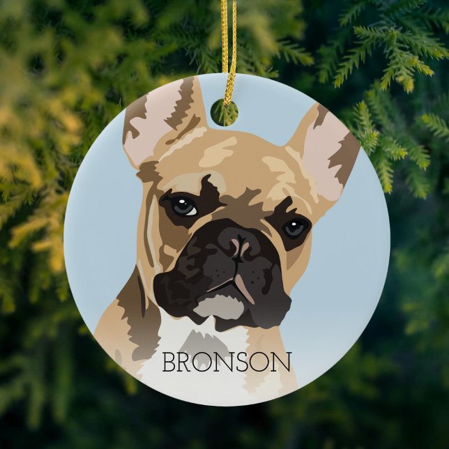Fawn French Bulldog Christmas Ceramic Ornament (Creator Uploaded)