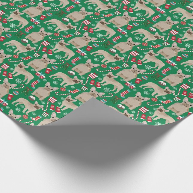 Fawn French Bulldog Christmas Wrapping Paper (Corner)