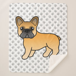 Fawn French Bulldog Cute Cartoon Dog Sherpa Blanket