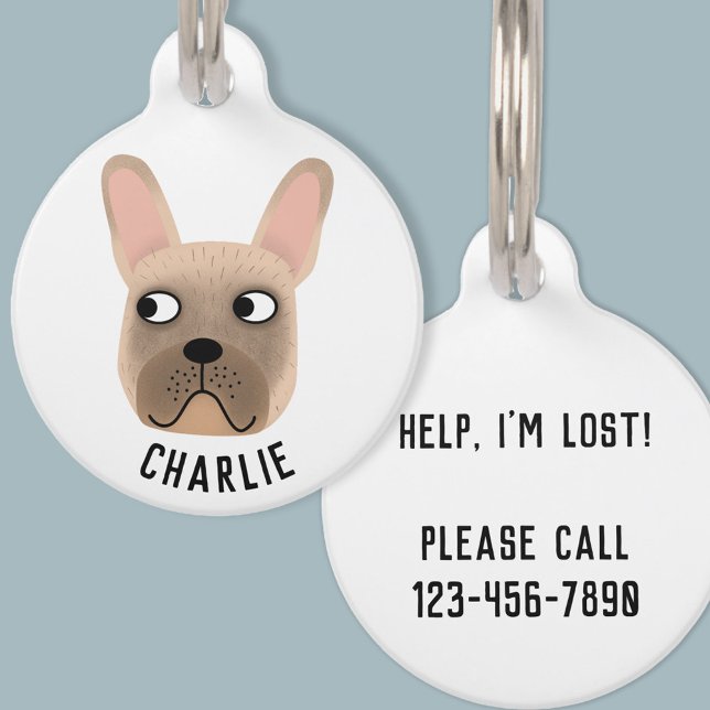 Fawn French Bulldog Pet Tag (French Bulldog personalized name and details dog tag)