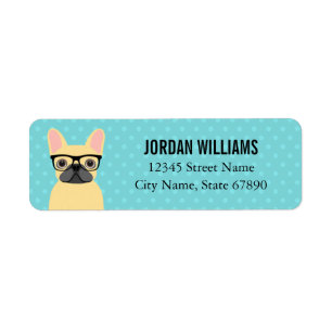 Fawn French Bulldog with Glasses Address Label Return Address Label