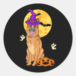 Fawn German Shepherd Witch Halloween Costume Dog Classic Round Sticker