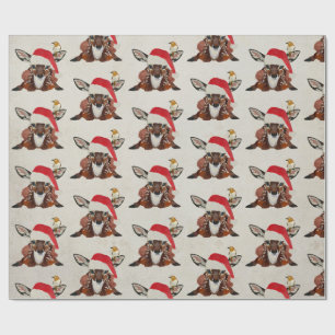 FAWN & GOLDEN BIRD CHRISTMAS WRAPPING PAPER