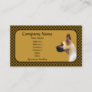 Fawn Great Dane Brown Check Business Card