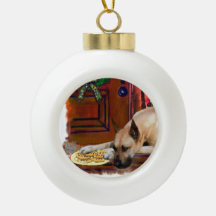 Fawn Great Dane Christmas Ceramic Ball Christmas Ornament