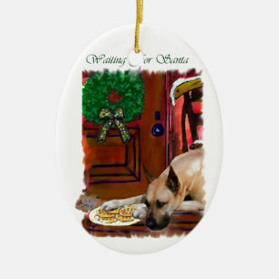 Fawn Great Dane Christmas Ceramic Ornament